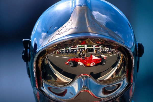 Photograph Rainer W Schlegelmilch A Ferrari F1 Car In Firemarshals Visor on One Eyeland